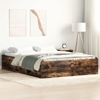 vidaXL Estructura De Cama Roble Ahumado 140x200 Cm Vidaxl