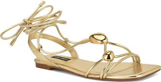 Nine West Niraa Ankle Wrap Sandal in Gold at Nordstrom, Size 7.5