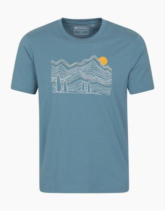 Mountain Warehouse Mens Mountain Warehouse Mens Linear Organic T-Shirt - Blue - Size: 36