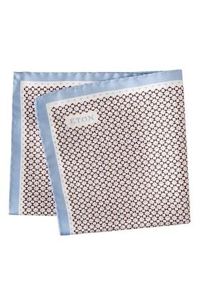 Eton Geometric Print Silk Twill Pocket Square in Medium Red at Nordstrom