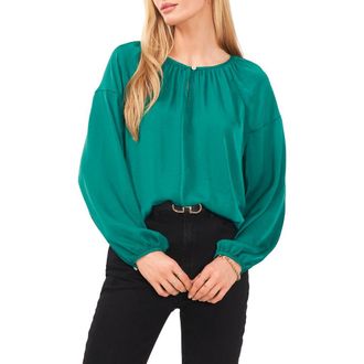 Vince Camuto Hammered Satin Blouse in Rich Forest at Nordstrom, Size Large