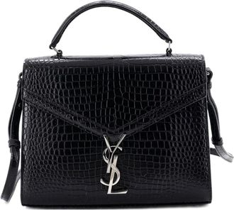 Saint Laurent Cassandra Top Handle Bag Crocodile Embossed Leather Medium satchel - Nero