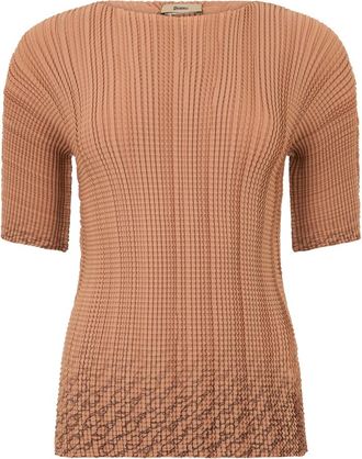 Herno Overhemden, Dames, Beige, L, Leer, Fitted Short-Sleeve Top With Texture