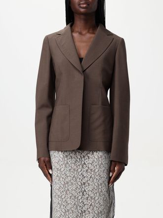 Fendi Womens Woven Notch Lapel Blazer - Dark Brown Wool - Size EU 40 (Womens)