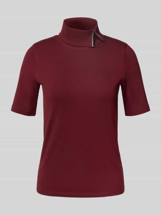 Marc Cain Eng anliegendes T-Shirt aus Baumwoll-Mix mit Rollkragen in Bordeaux, Gr&ouml;&szlig;e 42