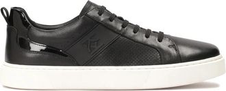 Kazar Zwarte leren sneakers op een witte zool - Heren - Sneakers - Zwart - 40 EU - Leer - Schoenen