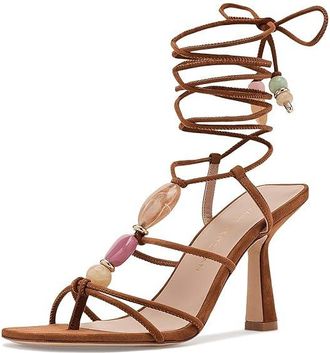 Stuart Weitzman Majorca Wrap Sandals 85 Womens Sandals Boho Tan : 10.5 M, Leather