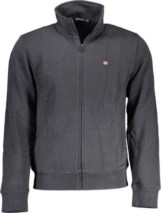 Napapijri Zwarte Katoenen Heren Trui met Rits - Heren - Vesten met rits - Zwart - L - Katoen - Hoodies & sweatvesten