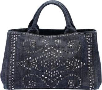 Prada Pre-owned Borsa Tote Canapa - - Pre-owned - Donna - Blu - ONE SIZE