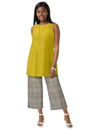Jessica London Stretch Knit Tunic Tank in Golden Citrus at Nordstrom, Size 28