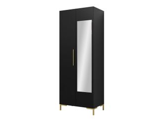 Mirjan24 Mobilier1 - Armario Tivsoa 110, Negro + Dorado, 196x74x44cm, Puertas De Armario: Con Bisagras, N&uacute;mero De Estantes: 0
