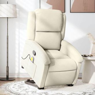 vidaXL Vidaxl - Sill&oacute;n Reclinable De Masaje Elevable Terciopelo Crema