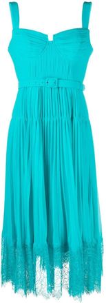 Self Portrait pleated chiffon bustier dress - women - Polyester/Spandex/Elastane/Polyester/Polyamide - 10 - Blue
