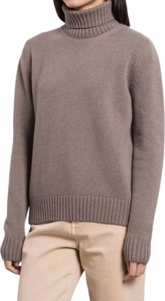 Moorer Cable Knit Turtleneck Sweater In Taupe