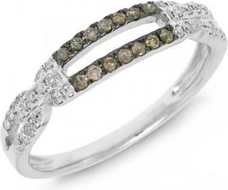 Allurez 0.23ct 14k White Gold White & Champagne Diamond Ladys Ring