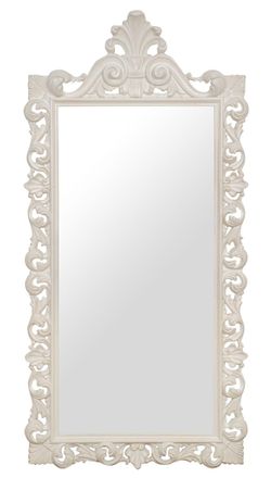 Biscottini International Biscottini - Espejo De Pared De Madera Con Acabado Blanco Antiguo Hecho En Italia