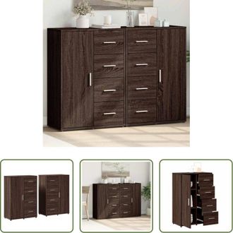 vidaXL Credenze marrone - Credenze 2 pz Rovere Marrone 60x31x84 cm in Legno Multistrato