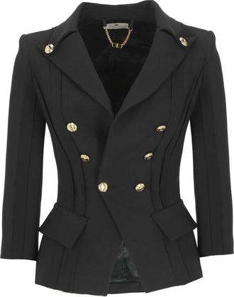 Elisabetta Franchi Double Breasted Blazer - Dames - Blazers - Zwart - XL - Jassen