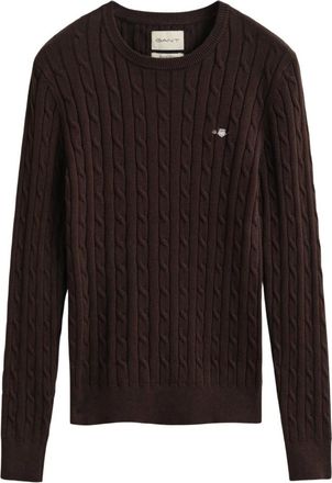 GANT Maglione Classico a Treccia - - Knitwear - Donna - Marrone - M