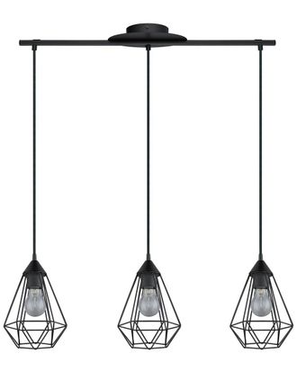Eglo Eglo Tarbes 3 Light Open Frame Geometric Pendant With Matte Black Finish