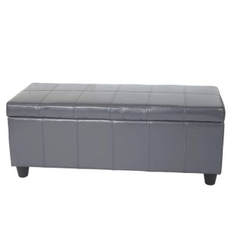 Hhg Nunca Usado] Ba&uacute;l Banco Asiento Kriens, Cuero + Polipiel, 112x45x45cm Certificado Mvg, Gris