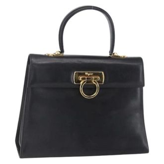 Ferragamo Pre-owned Handbags, female, Black, Size: ONE SIZE Pre-owned Leather Handbag