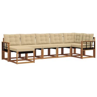 vidaXL Conjunto De Sof&aacute;s De Exterior Con Coj&iacute;n 7 Pcs Natural Y Beige Vidaxl