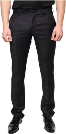 Dolce & Gabbana Zwarte Wol Skinny Jurk Broek Logo - Heren - Slim Fit Broeken - Zwart - S - Wol - Broeken