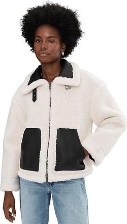 Levi's Reversible Sherpa Faux Leather Shorty Womens Jacket Black/Cream : SM, Polyester