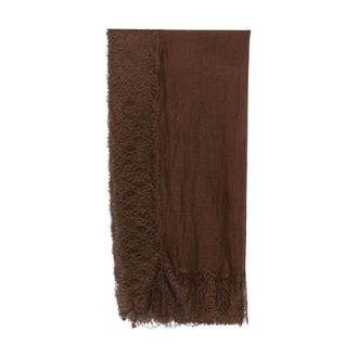 Ermanno Scervino Bufanda de Cachemira con Ribete de Encaje - Accessories - Mujer - Marr&oacute;n - ONE SIZE