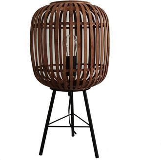 VERSA L&aacute;mpara De Mesa Versa Marr&oacute;n Metal Tela Bamb&uacute; (25 X 50 X 25 Cm)