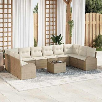 vidaXL Conjunto De Sof&aacute; De Jard&iacute;n 11 Pcs Beige Polirat&aacute;n Vidaxl