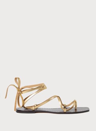 Loeffler Randall Womens Lianna Lace Up Flat Sandal In Gold Vachetta