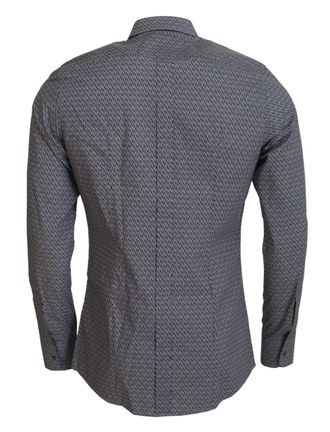 Dolce & Gabbana Mens Gray Brown Gold Slim Fit Dress Formal Shirt Cotton