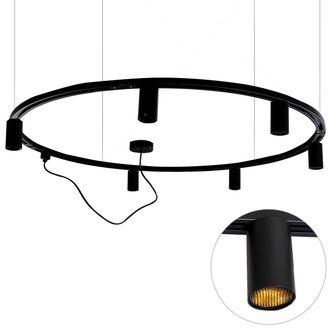 QAZQA Qazqa Moderno Sistema De Iluminaci&oacute;n De Riel Colgante Moderno Con 6 Focos Negros Monof&aacute;sicos Gu10 50 Mm - Iconic Ruby Honey Pl&aacute;stico /acero Redonda Ad