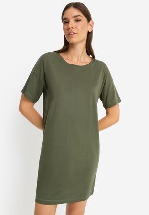 Lascana Nachthemd LSCN BY LASCANA, Damen, Gr. 32/34, N-Gr, khaki bedruckt, Single Jersey, Obermaterial: 50% Baumwolle, 50% Viskose, bedruckt, unifarben, l&auml;ssi