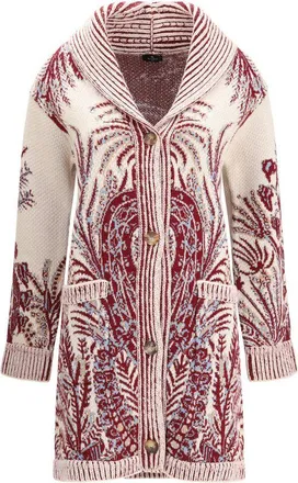 Etro Etro Womens Patterned Knit Cardigan - Ivory Wool - Size EU 36 (Womens)