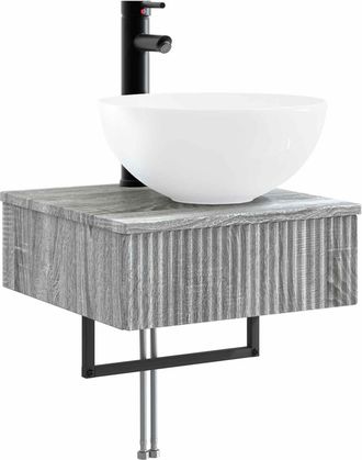 vidaXL Lavabo De Lavado Montado En La Pared Sonoma Gris Vidaxl