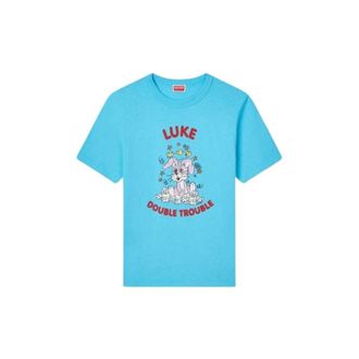 Kenzo Cartoon Graphic T-shirt - male - Kenzo - T-Shirts - Blue - XL - Tops