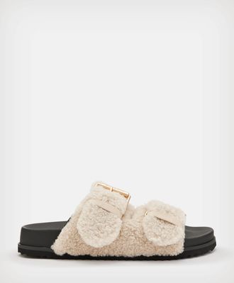 AllSaints Sheepskin Sian Shearling Sandals, Size: UK 3/US 6/EU 36