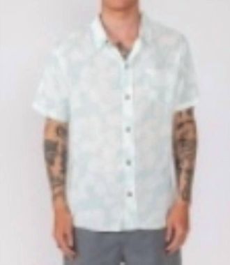 Rusty Mens Garden Island Short Sleeve Shirt In Salt Blue