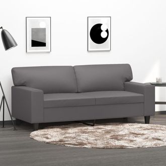 vidaXL Sof&aacute; De 2 Plazas De Cuero Sint&eacute;tico Gris 140 Cm Vidaxl