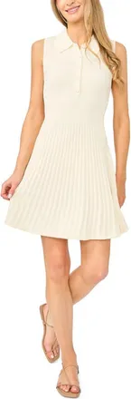 Ted Baker Molly Sleeveless Rib Polo Minidress in Vanilla Ice at Nordstrom, Size X-Small