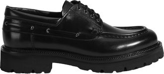 Desa Man Casual Lace-Ups - Leather Upper, Round Toe, Flat Sole, Breathable | Black - 45