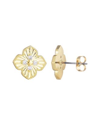 Adornia Adornia 14K Plated Cz Plate Pointed Prismatic Clover Stud Earrings