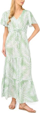 Vince Camuto Palm Print Maxi Dress in Sage at Nordstrom, Size X-Small
