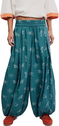 Free People Moonflowr Cotton Blend Balloon Pants in Under The Sea at Nordstrom, Size X-Small