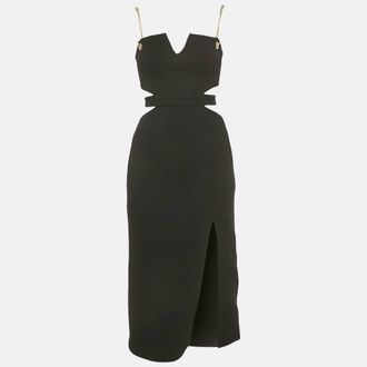 Rebecca Vallance Black Crepe Cut-Out Iman Midi Dress