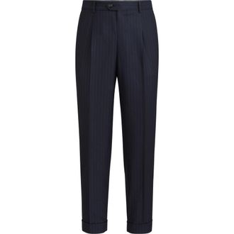 Brunello Cucinelli Leisure fit trousers with pleats in Navy Blue at Nordstrom, Size 56 It