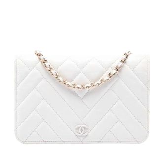 Chanel Pre-owned Wallet on Chain - Dames - Pre-owned - Wit - Maat: ONE Size Leer